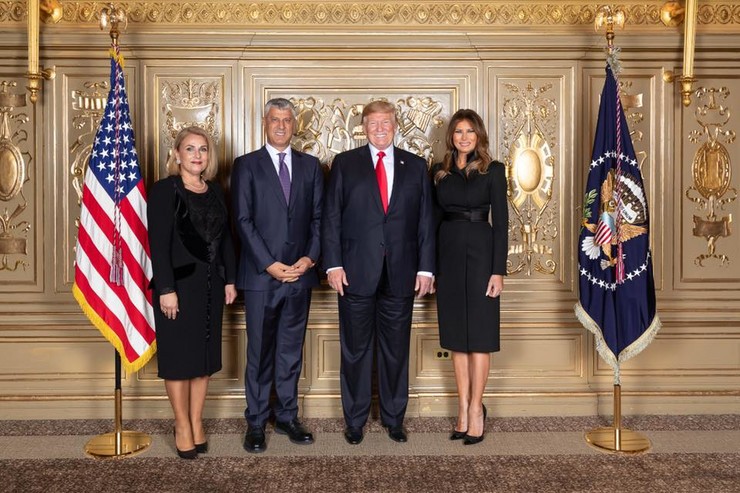 Presidenti Thaçi merr pjesë në pritjen e presidentit Trump