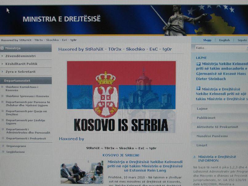 Hakerët serb sulmuan web-faqen e Ministrisë së Drejtësisë