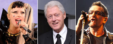 Lady Gaga, Usher, U2 do të nderojnë Bill Klintonin