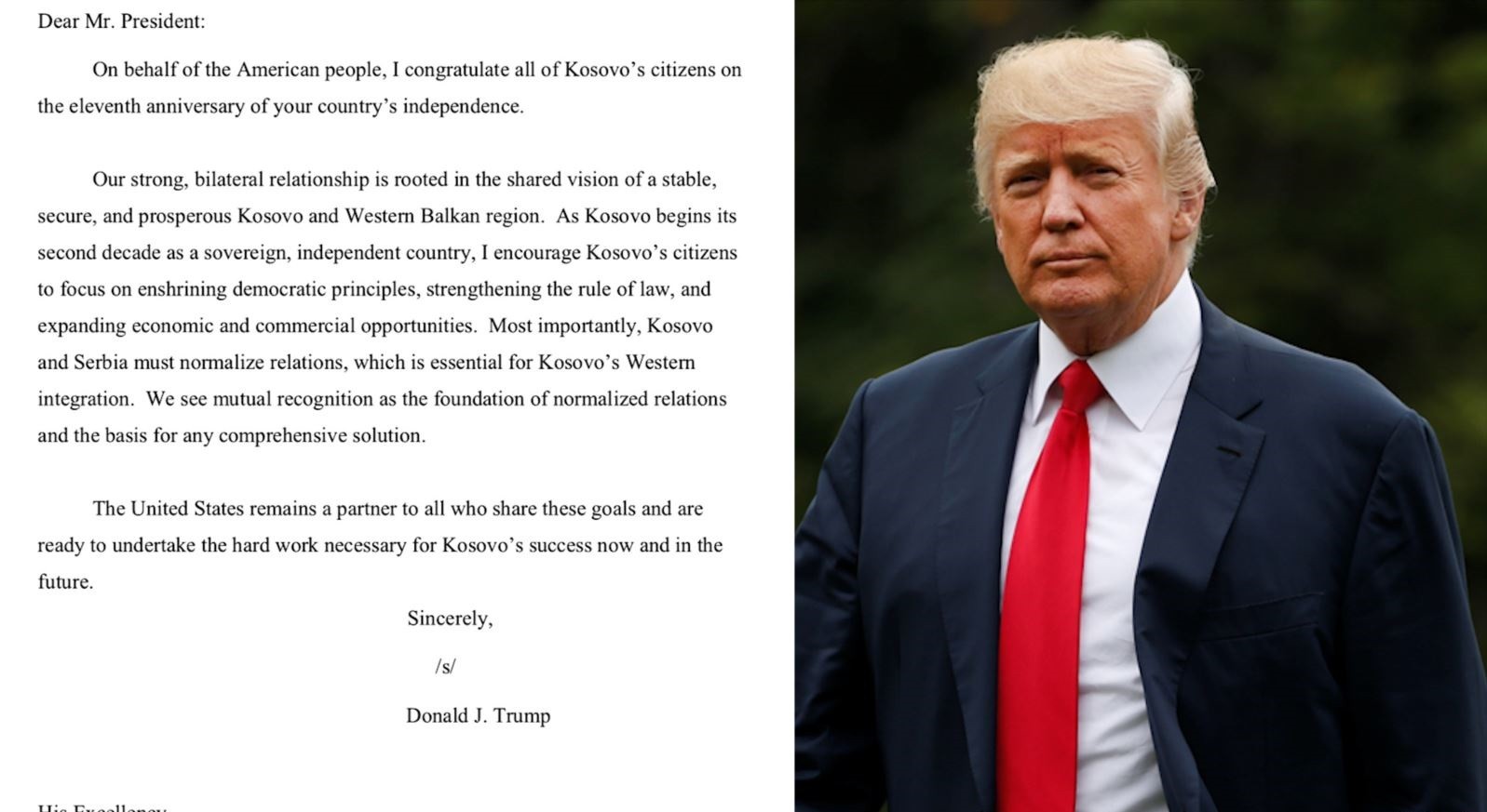 Trump bën thirrje për njohje të ndërsjellë Kosovë - Serbi
