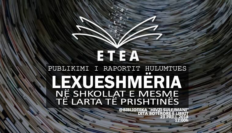 ETEA prezanton hulumtimin 'Lexueshmëria në shkollat e mesme të Prishtinës'
