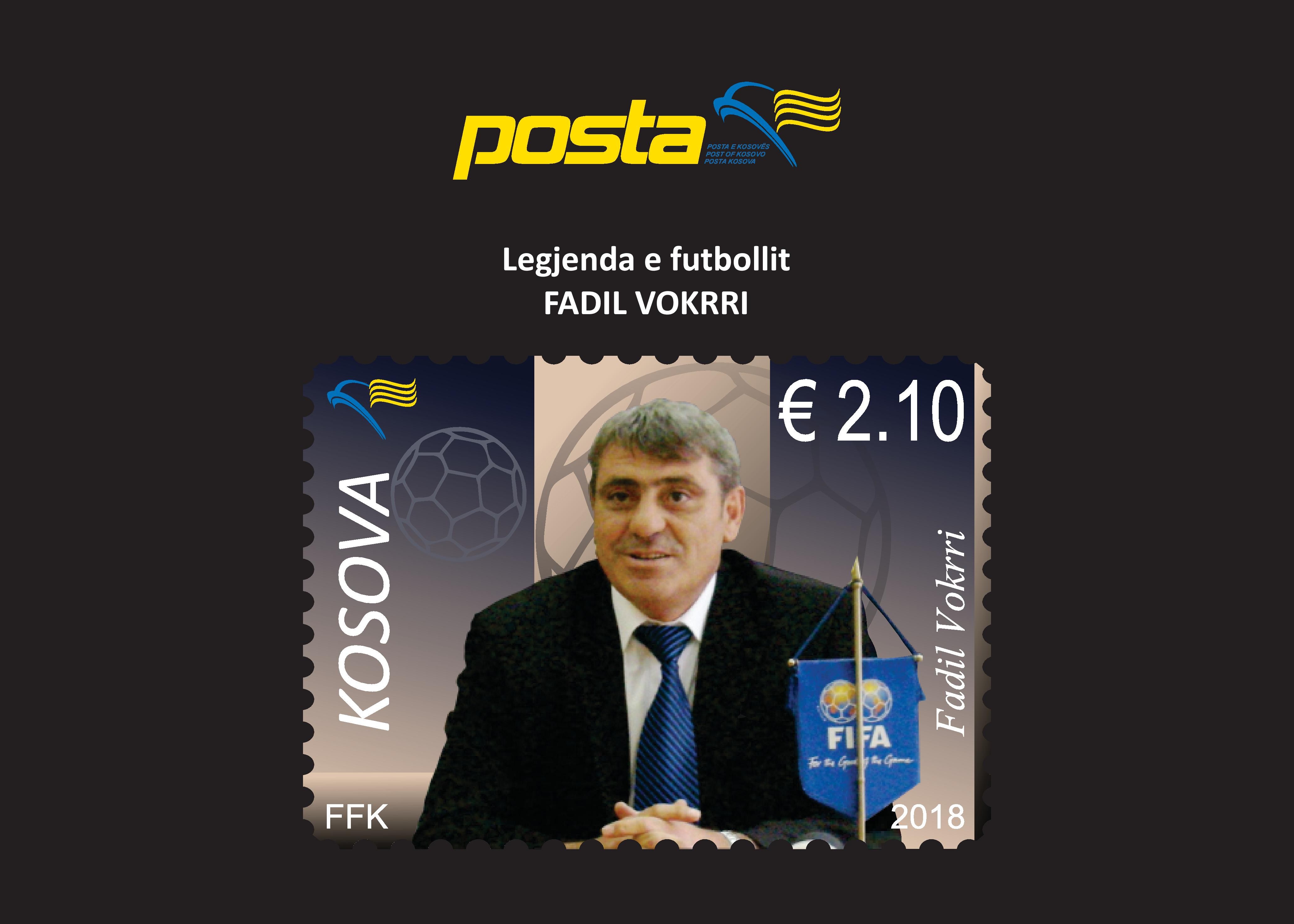 “Legjenda e futbollit - Fadil Vokrri” në pullë postare 