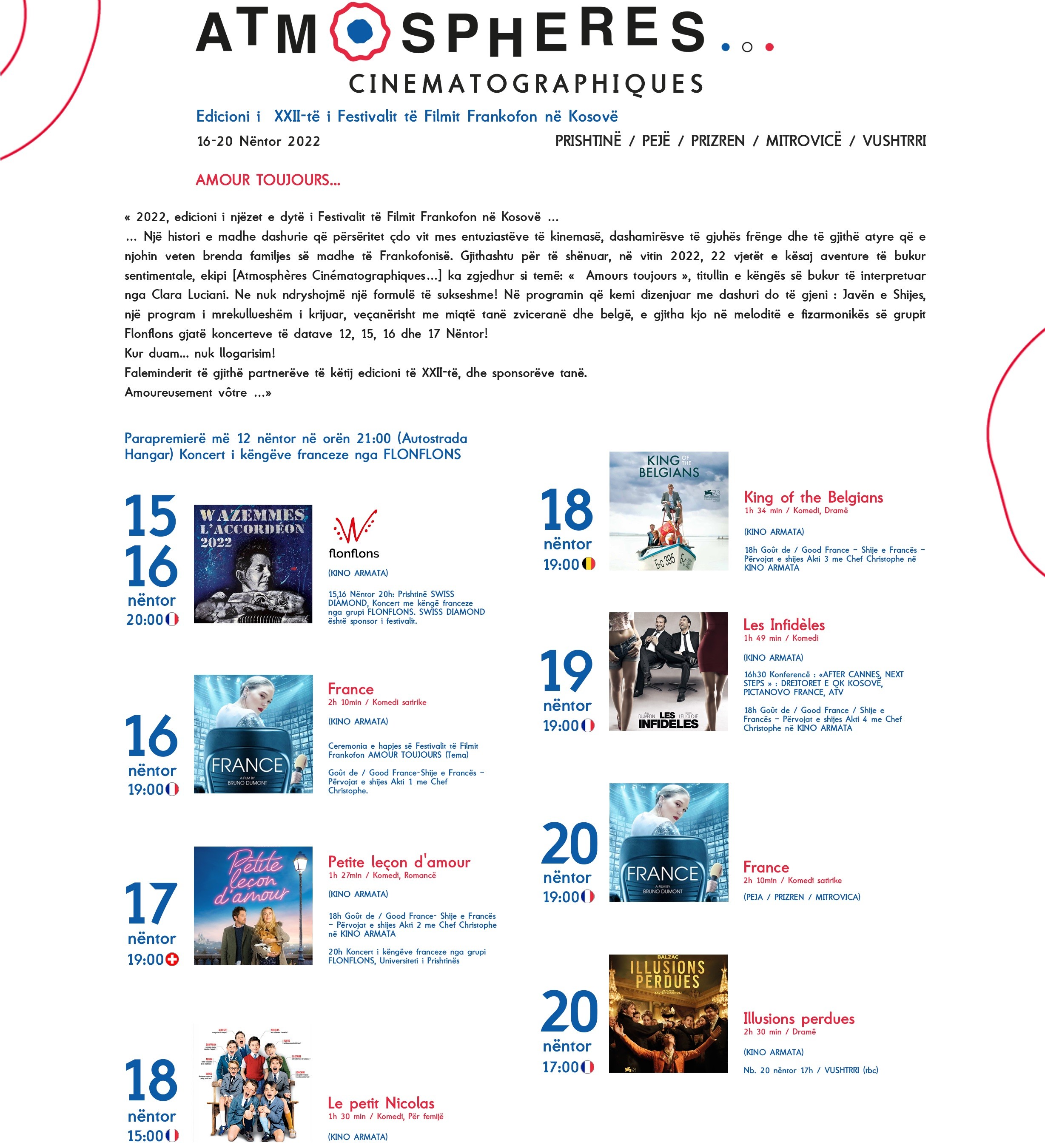 Fillon edicioni i 22 –të i Festivalit të Filmit Frankofon në Kosovë