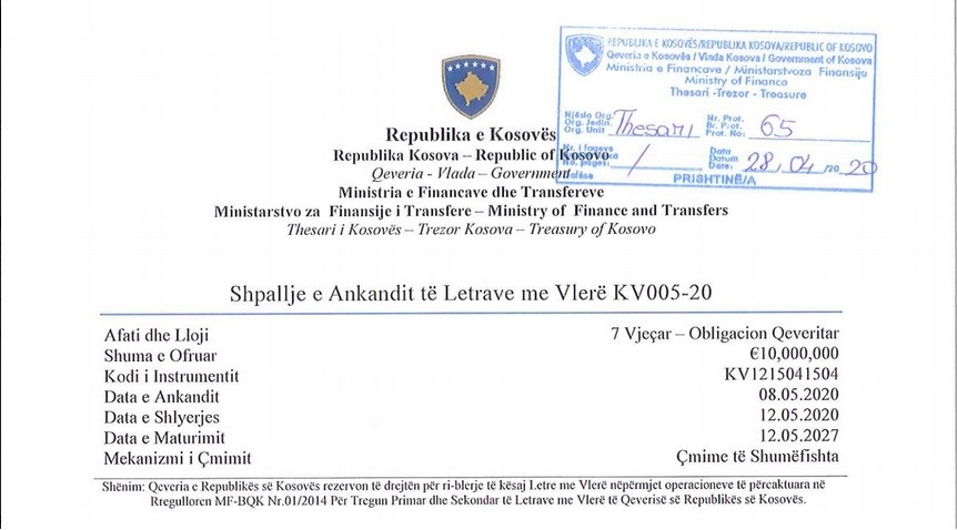 Më 8 maj do të mbahet ankandi i pestë i Letrave me Vlerë për vitin 2020