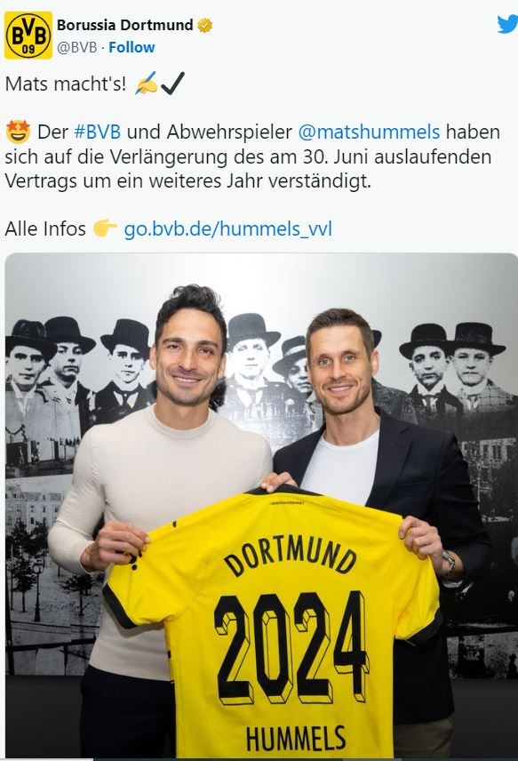 Dortmund rinovon kontraten me Mats Hummels