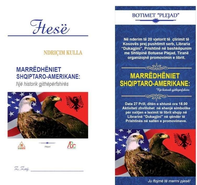 Ndriçim Kulla promovon librin “Marrëdhëniet shqiptaro-amerikane, një historik gjithëpërfshirës”