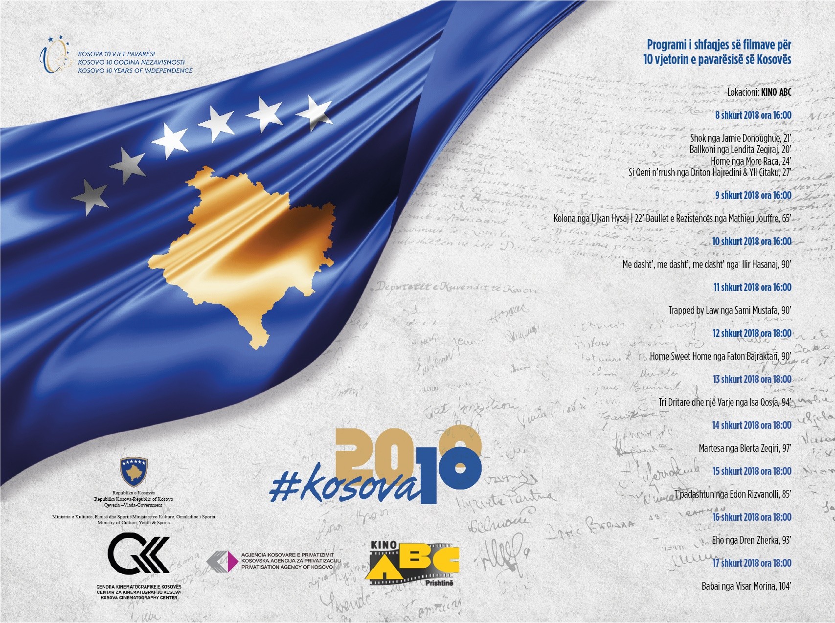 14 filma kosovarë do të shfaqen në Kino ABC për 10 vjetorin e Pavarësisë