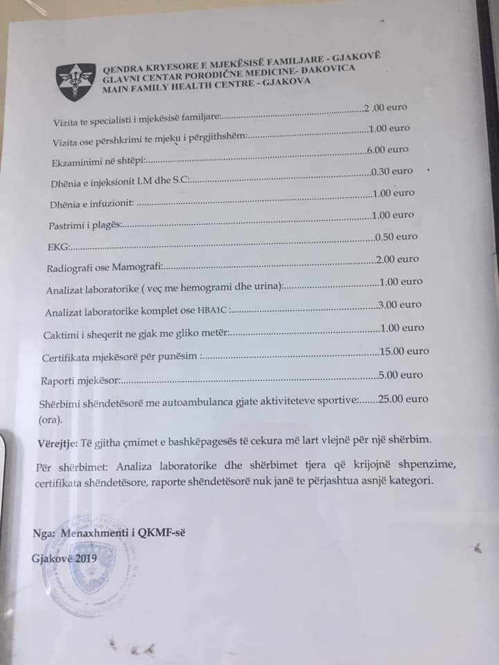 Gjakova detyron kategoritë e liruara me ligj të paguajnë për shërbime shëndetësore