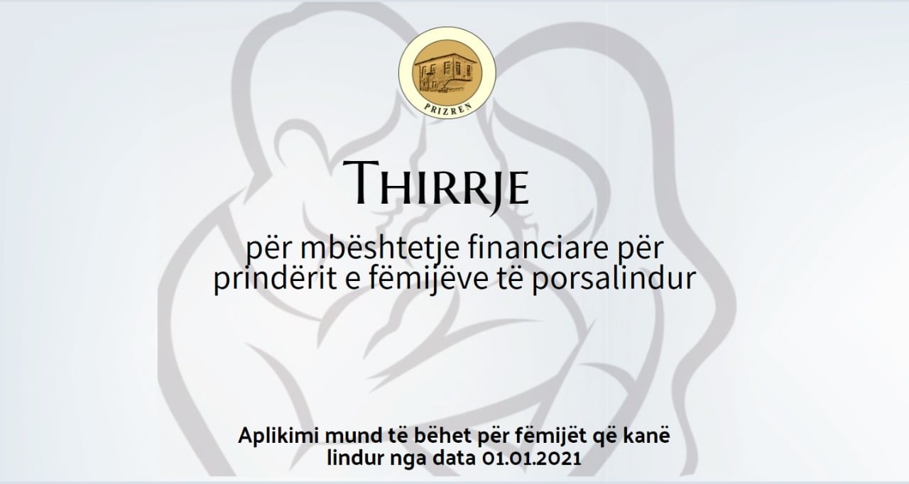 Thirrje për mbështetje financiare për prindërit e fëmijëve të porsalindur