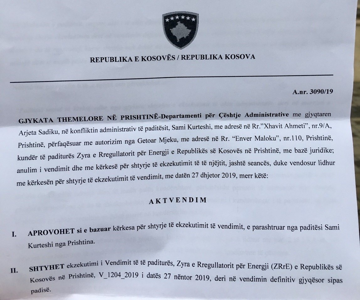 Gjykata pezulloi vendimin e ZRRE-së për shtimin e kapaciteteve me tarifa nxitëse