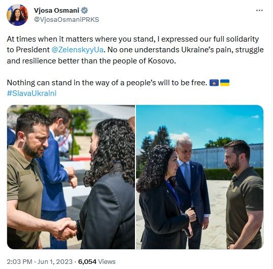 Presidentja Osmani takohet me presidentin ukrainas Volodymyr Zelenskyy